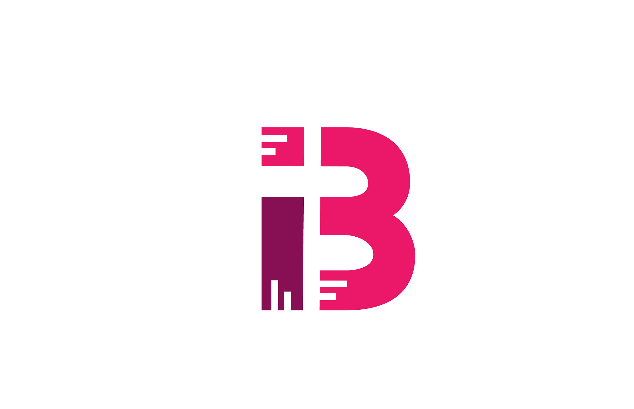 pink white alphabet letter b logo design icon for