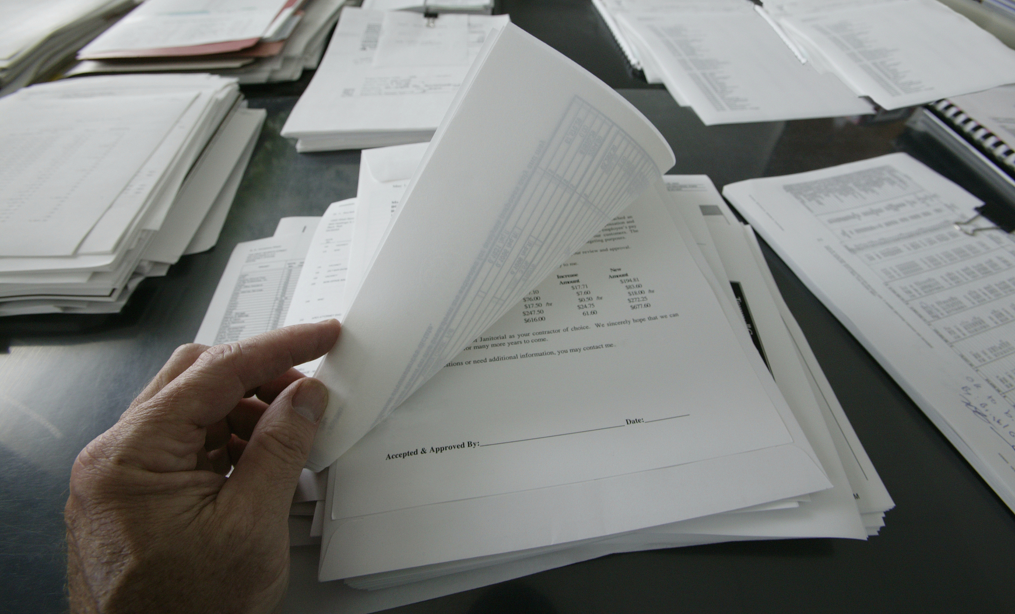 businessman reading document