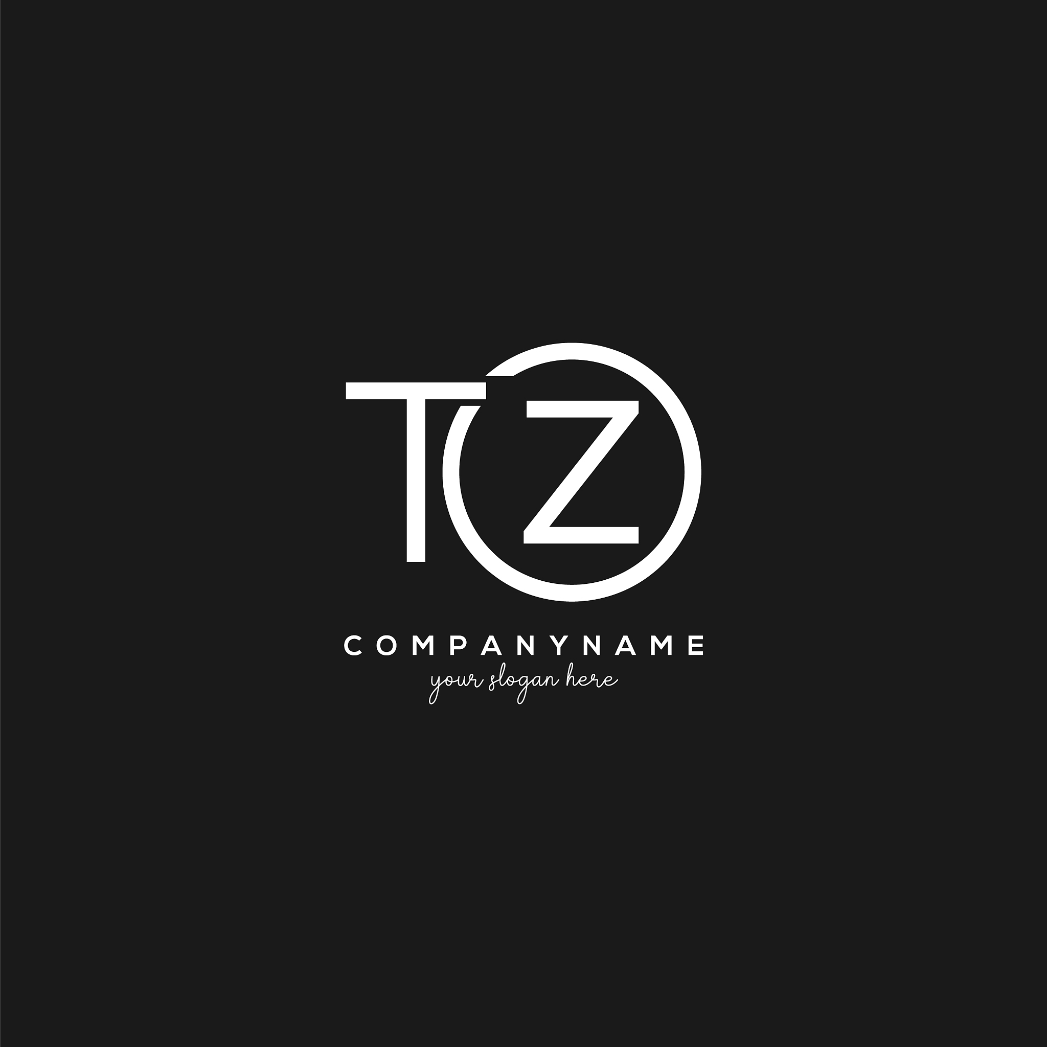 initial tz letter logo with circle template