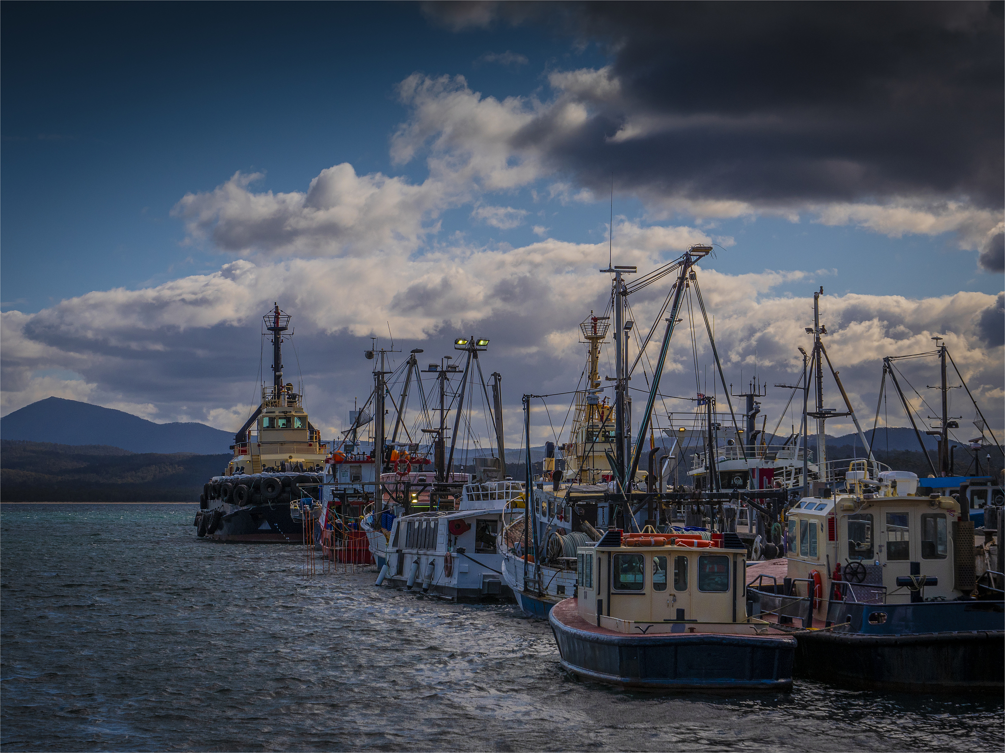 a view of the commercial fishing port in the town of eden, south
