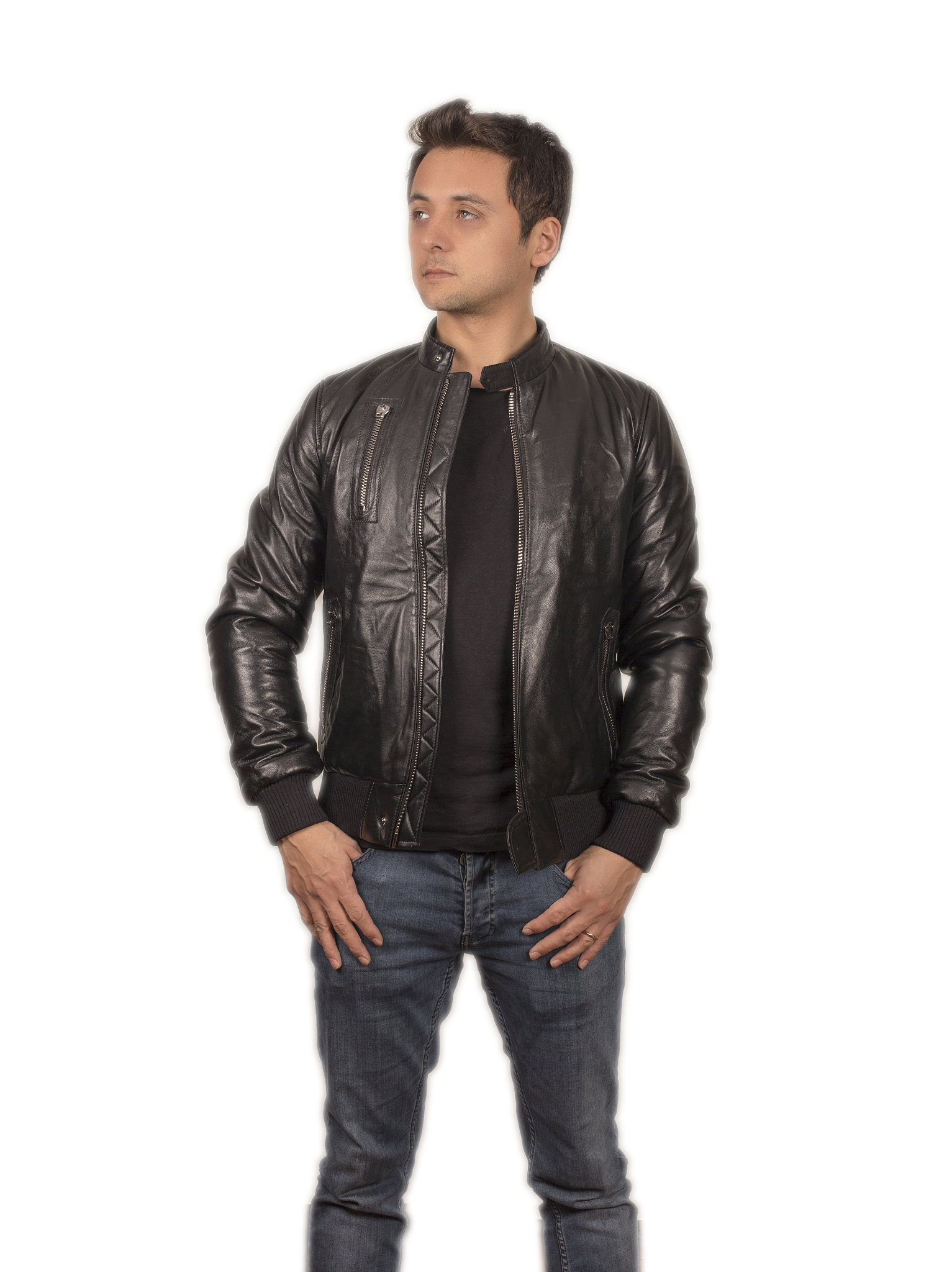 male portrait leather jacket