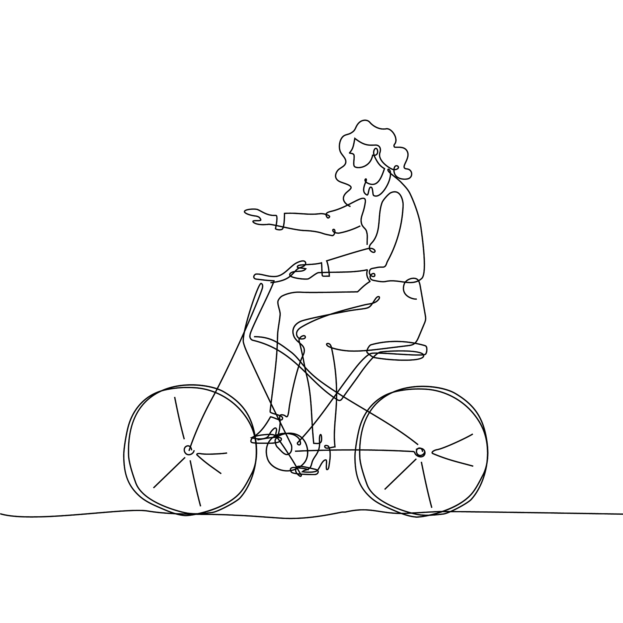 girl riding a bicycle - one continuous line design