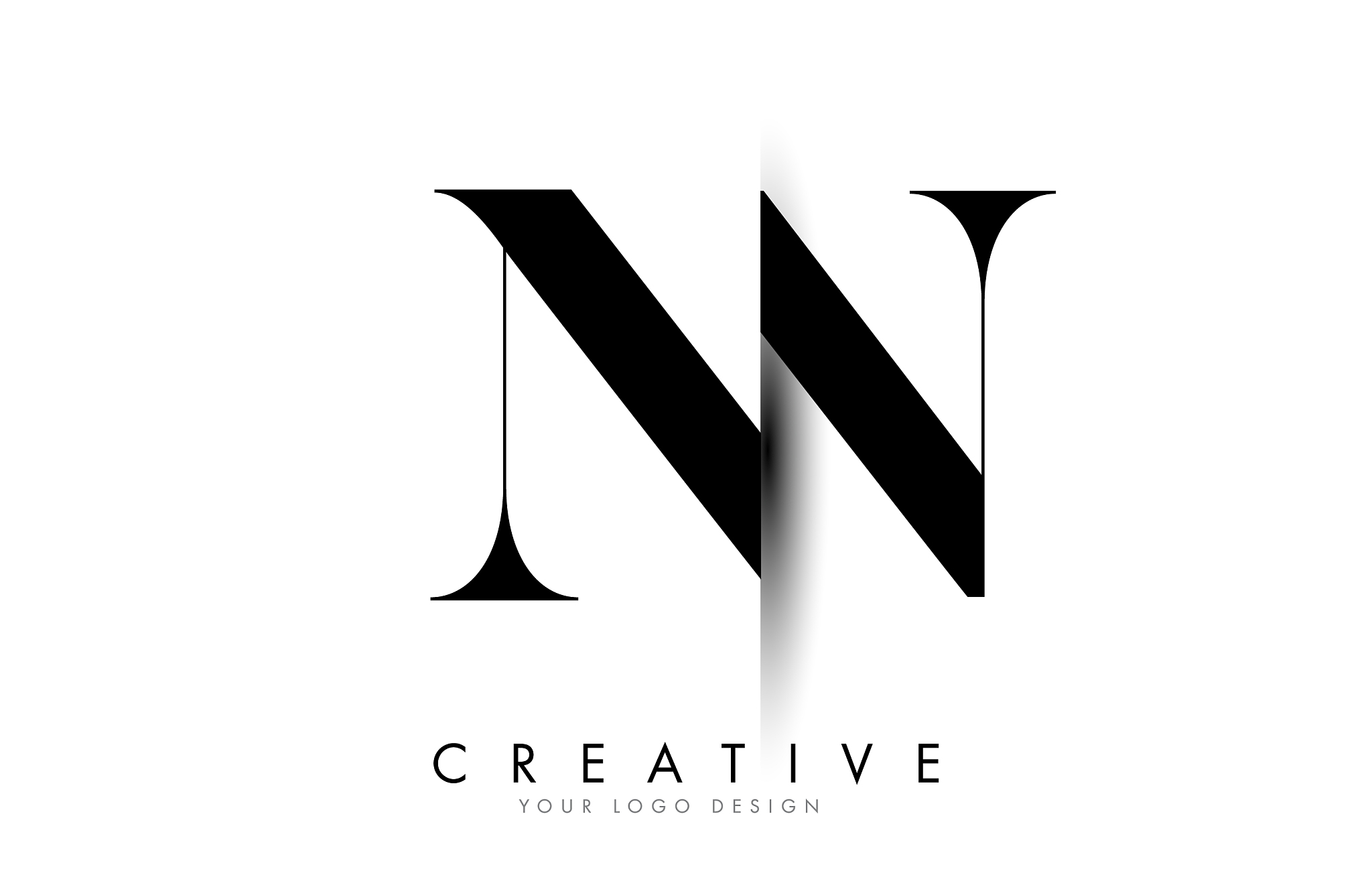 nn n n letter logo with creative shadow cut design