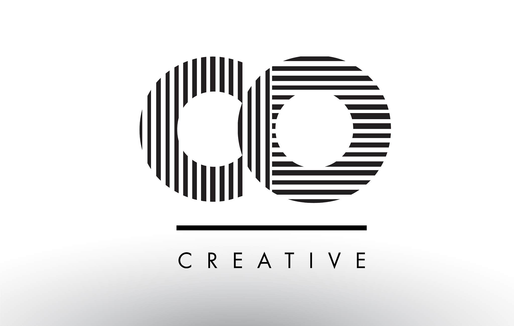 co c o black and white lines letter logo design