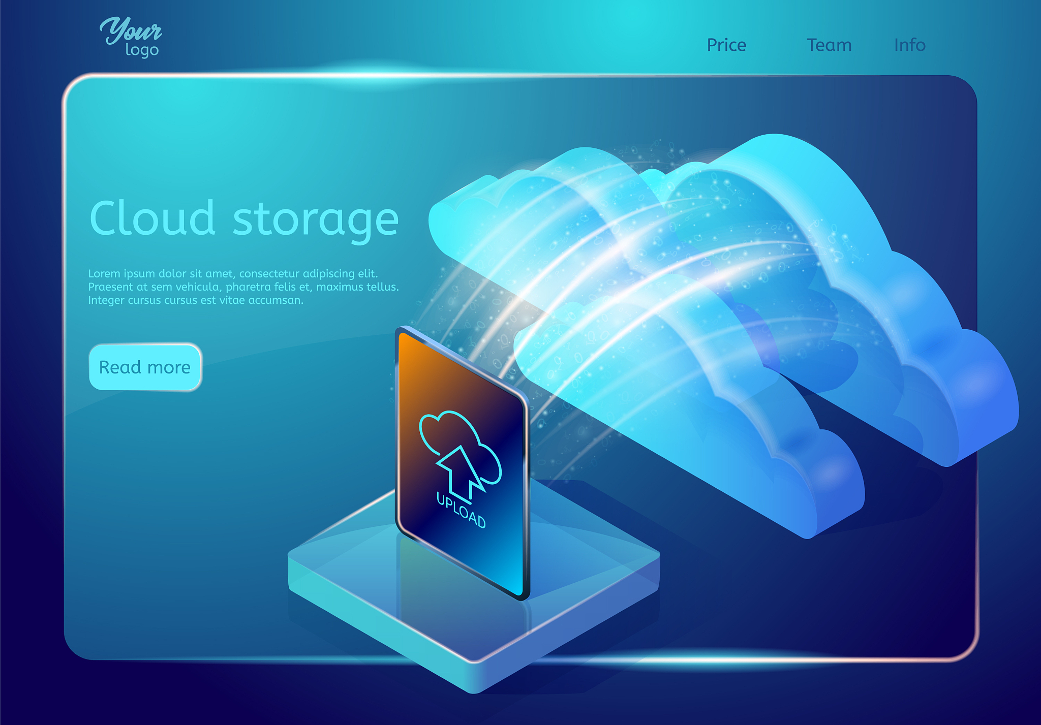 cloud data storage web page template abstract