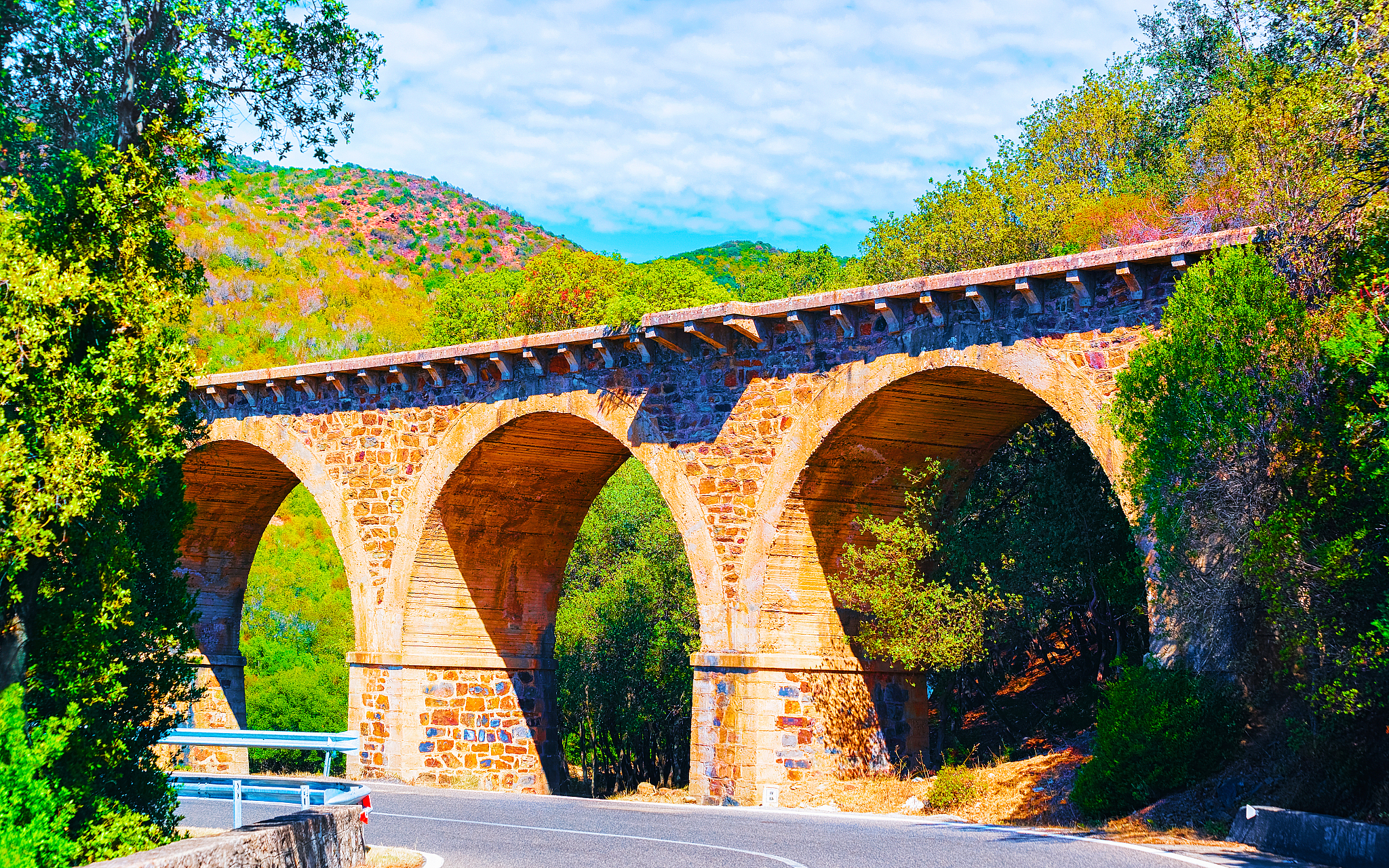 road and aqueduct in carbonia iglesias province sardinia