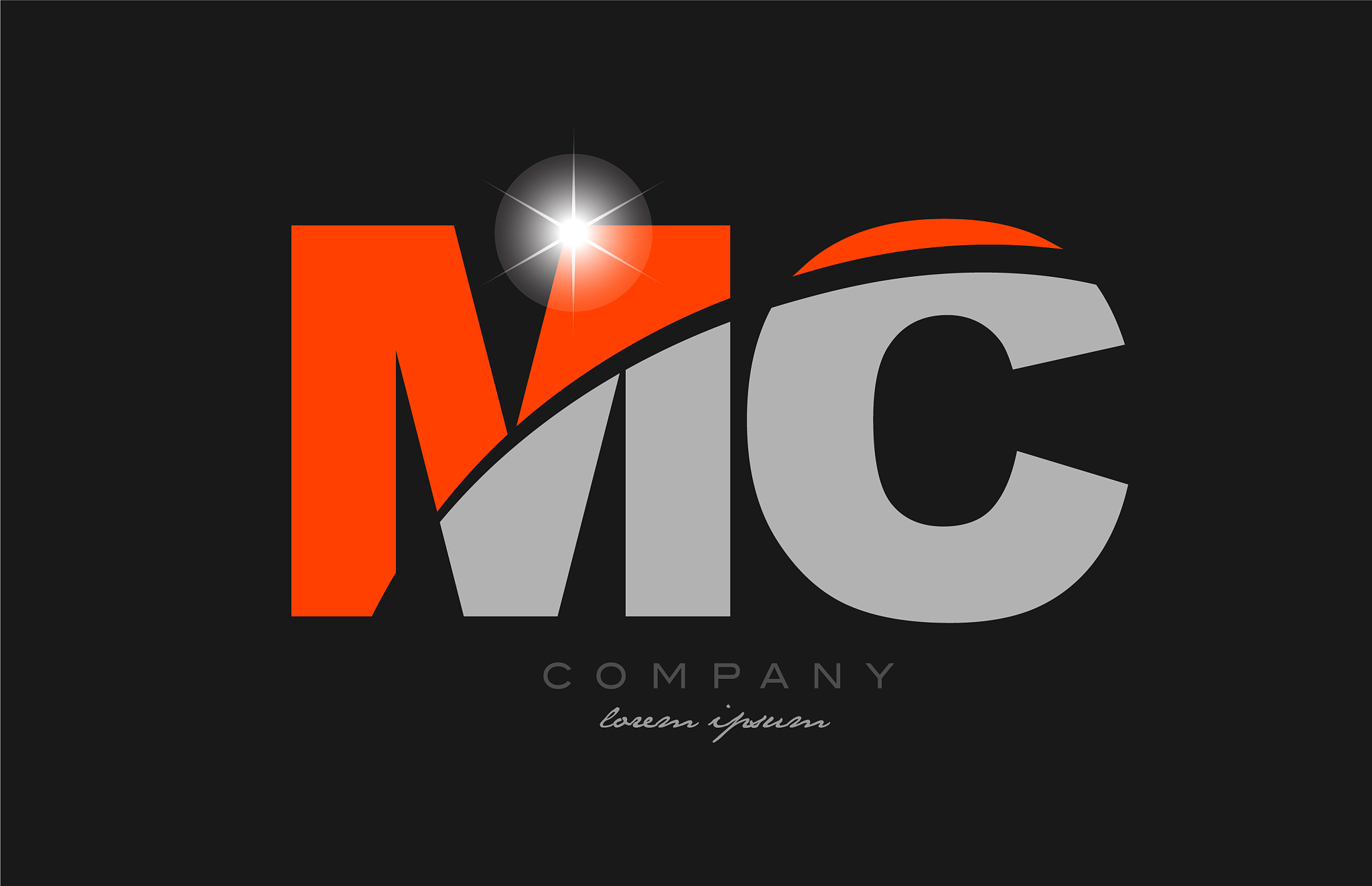 combination letter mc m c in grey orange color