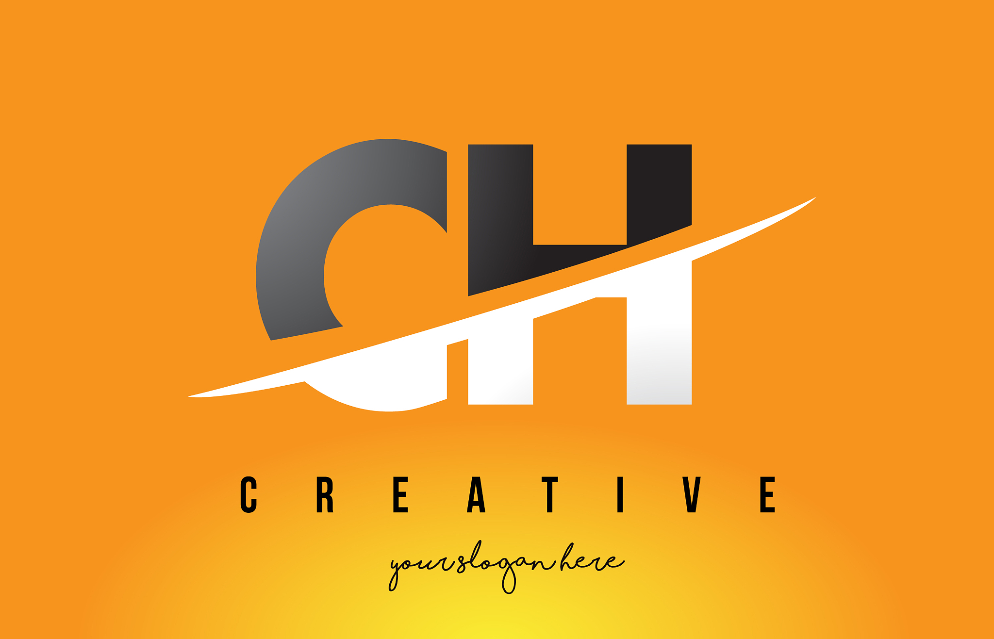 ch c h letter modern logo design with yellow