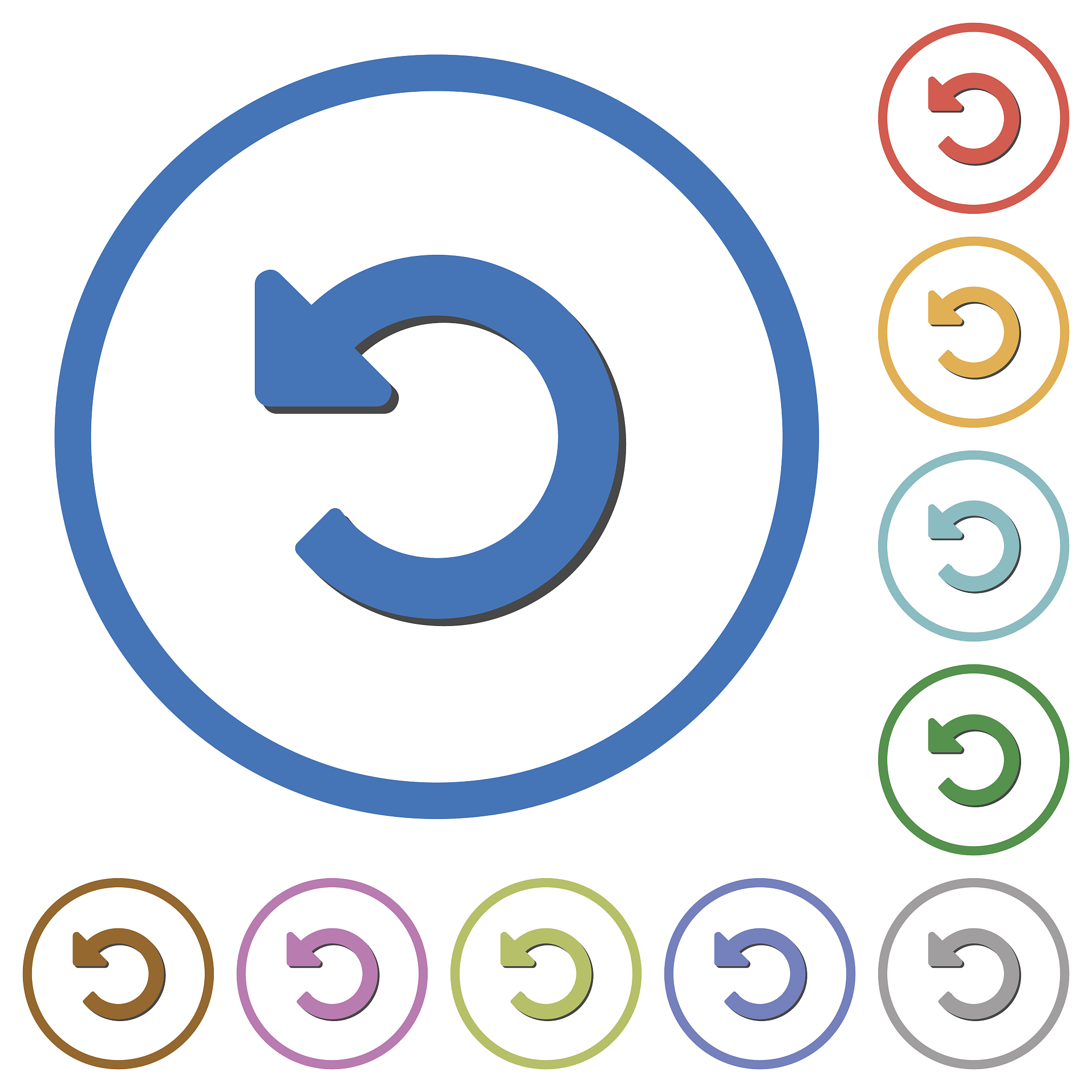 undo changes icons with shadows and outlines