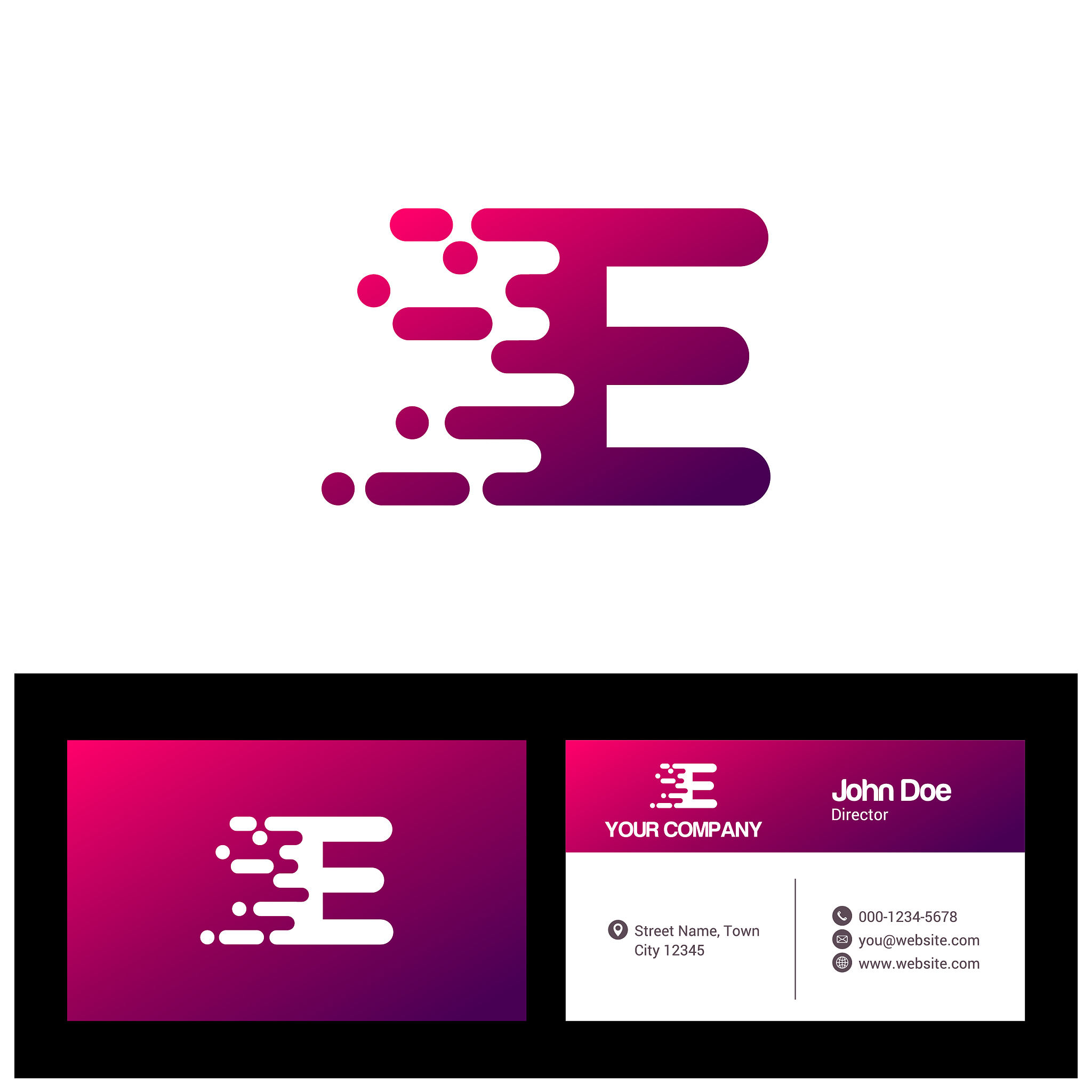 e letter logo template, business card vector template illustrati