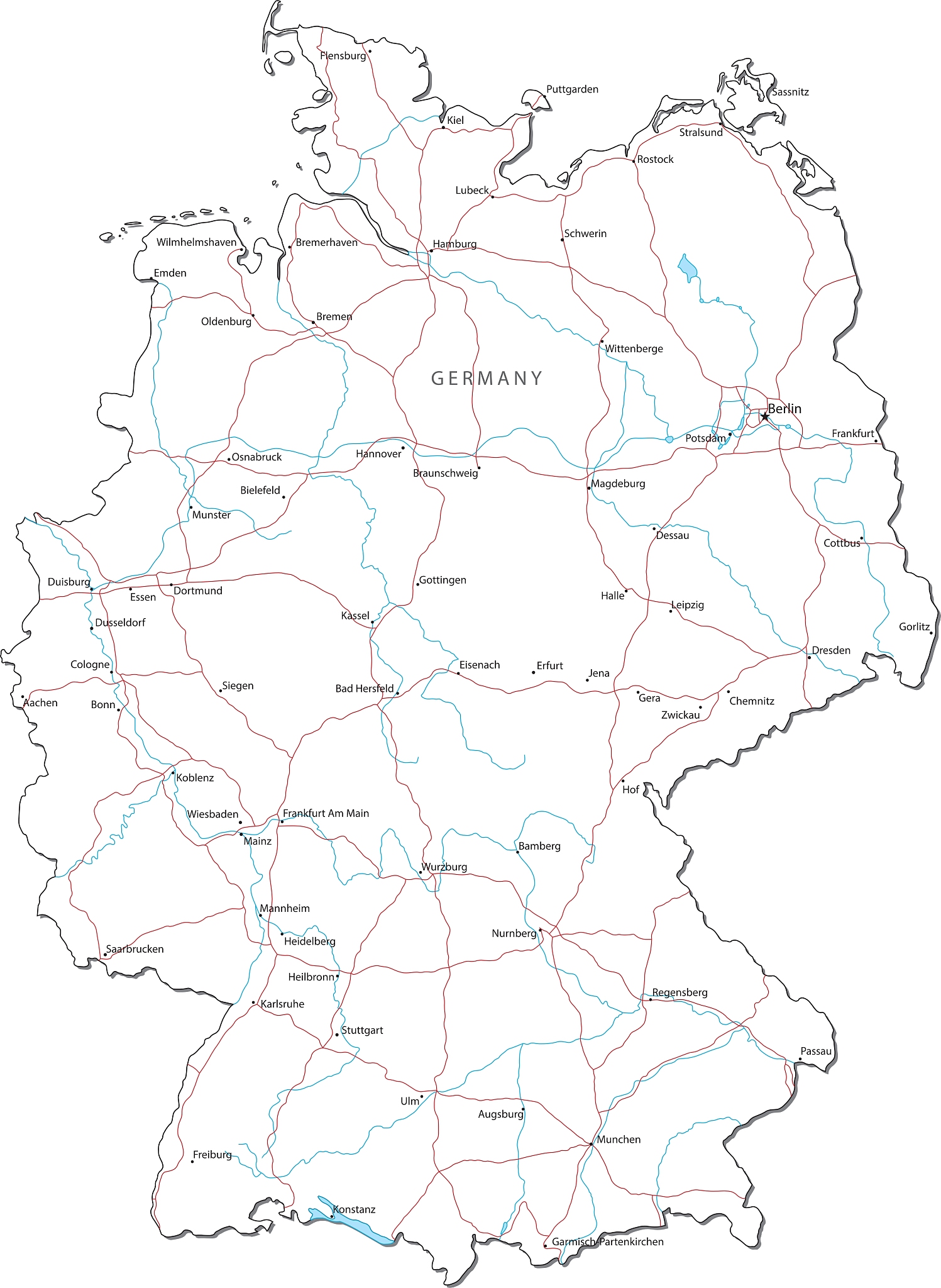 germany black white map