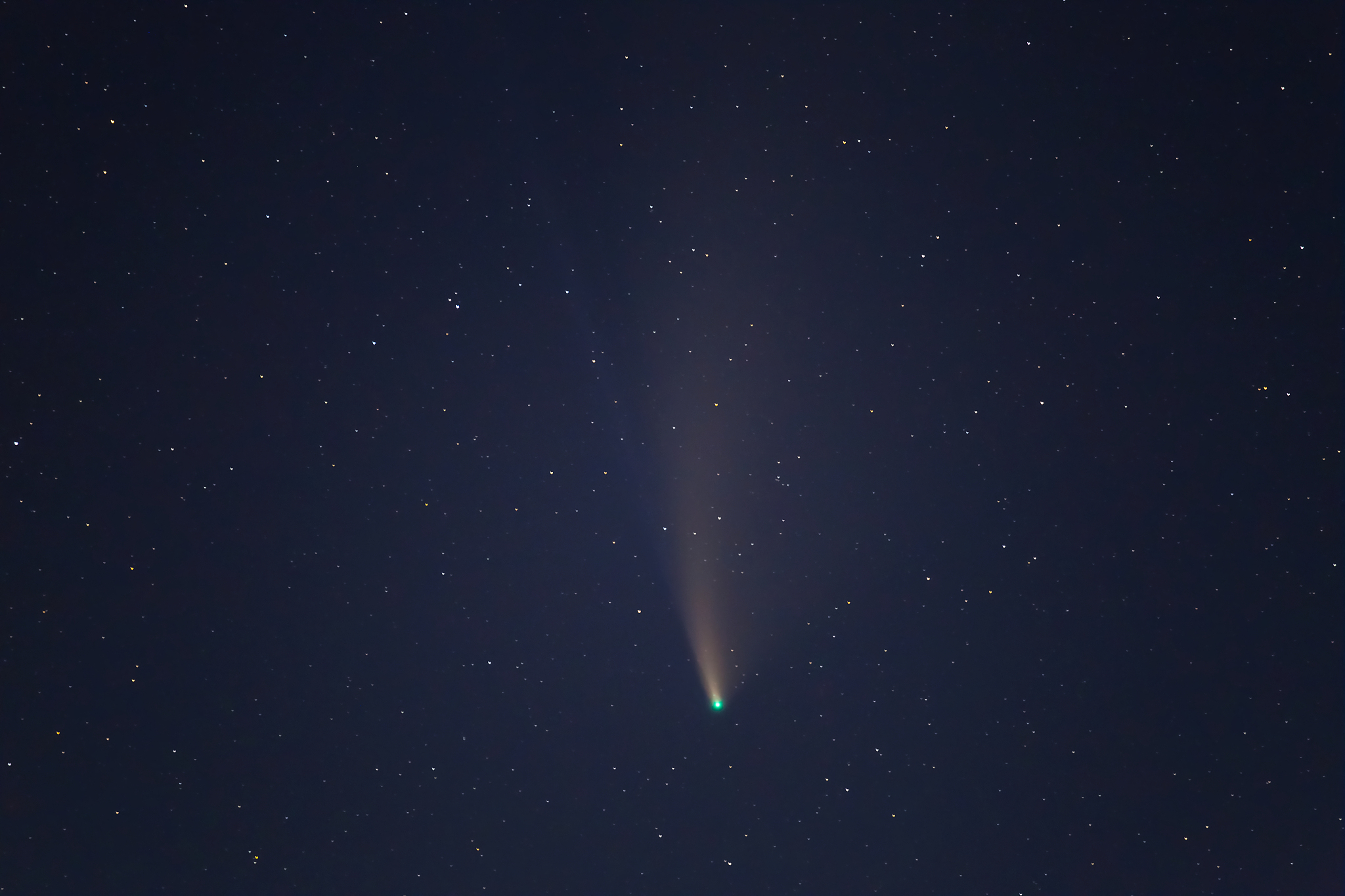 huge comet on the night starry sky, astronomical astrophotograph