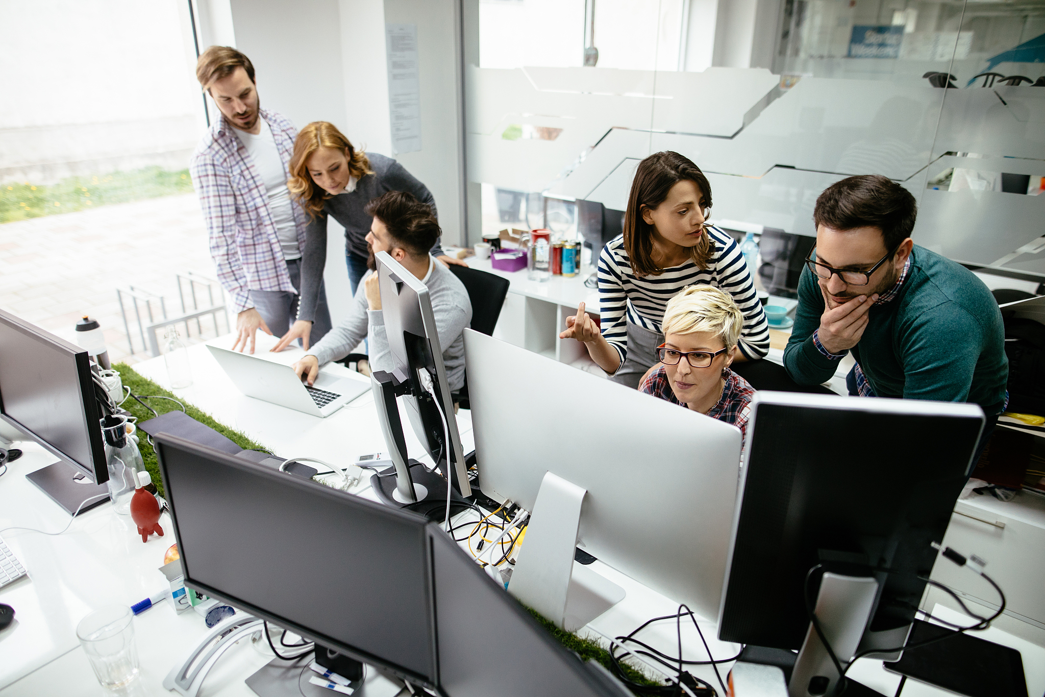 web designers  working in office on project together