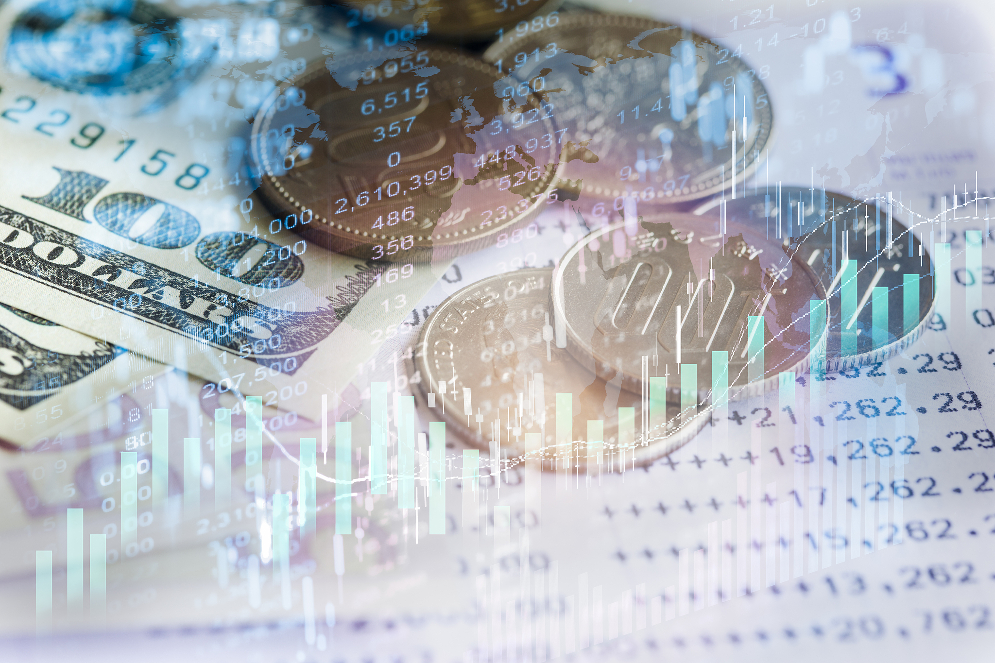 stock market or forex trading graph and candlestick chart suitab