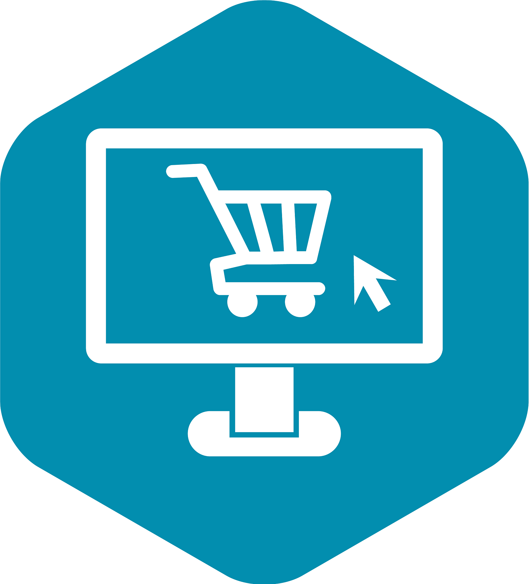 computer monitor with shopping cart icon