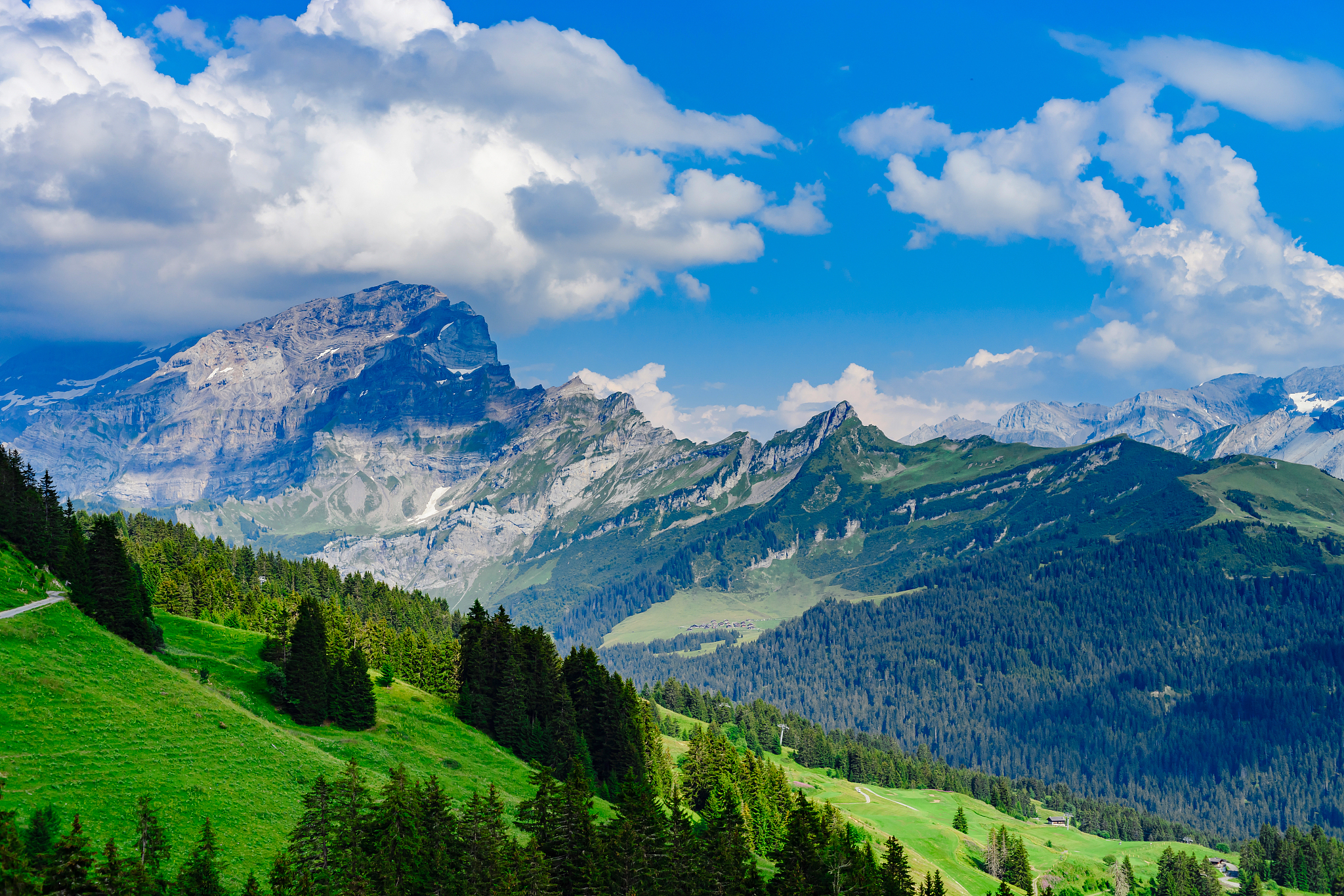 beautiful summer view in swiss alps