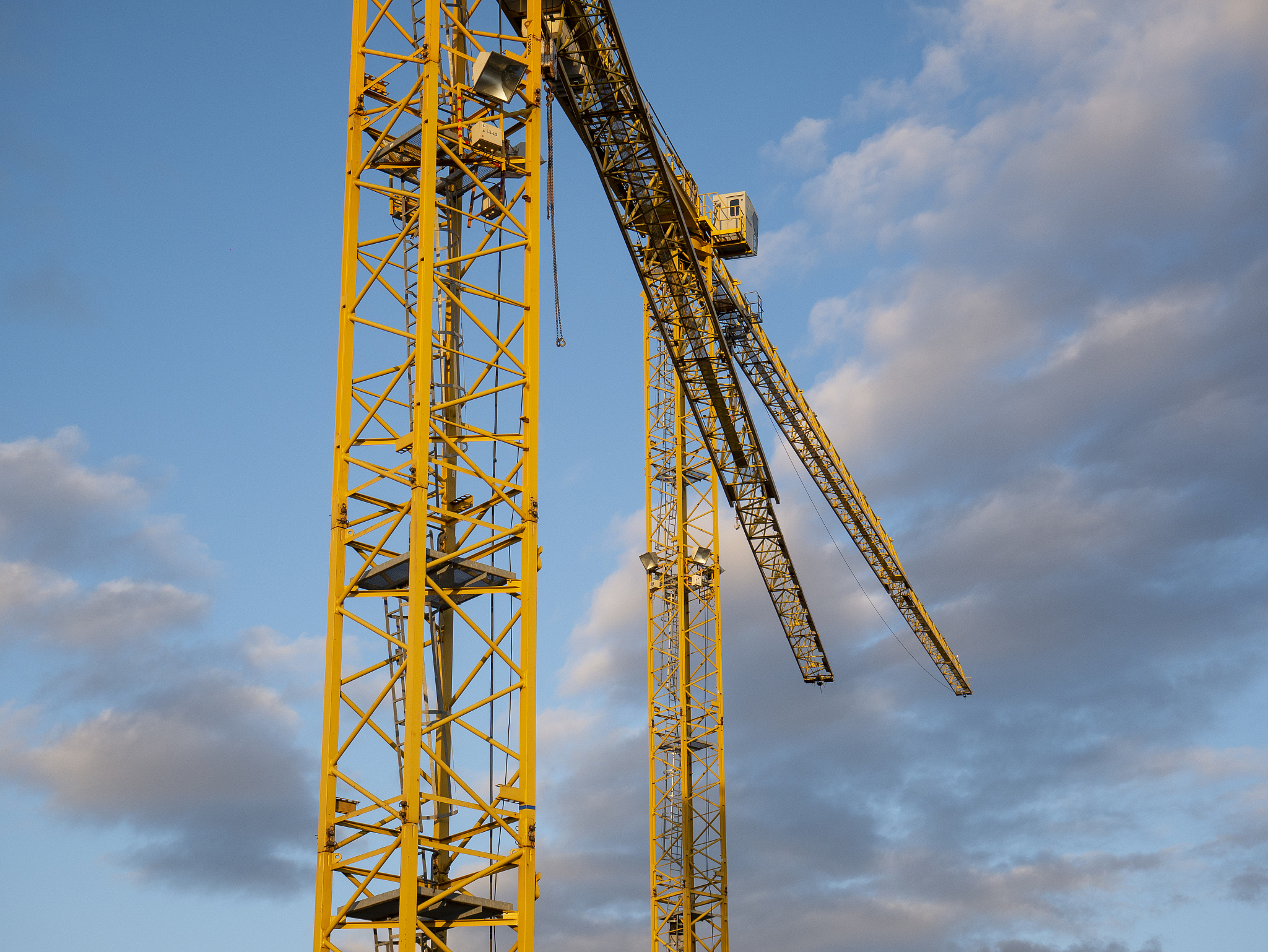 two construction cranes