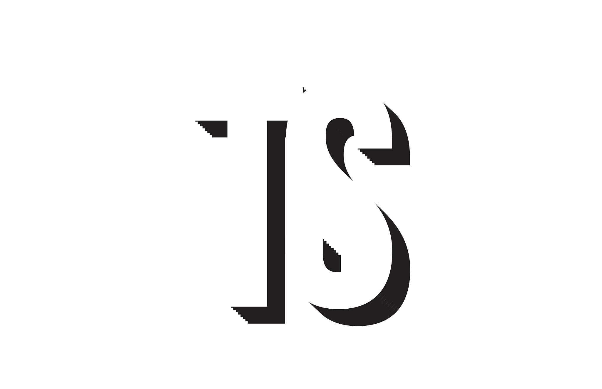 black and white ts t s alphabet letter logo