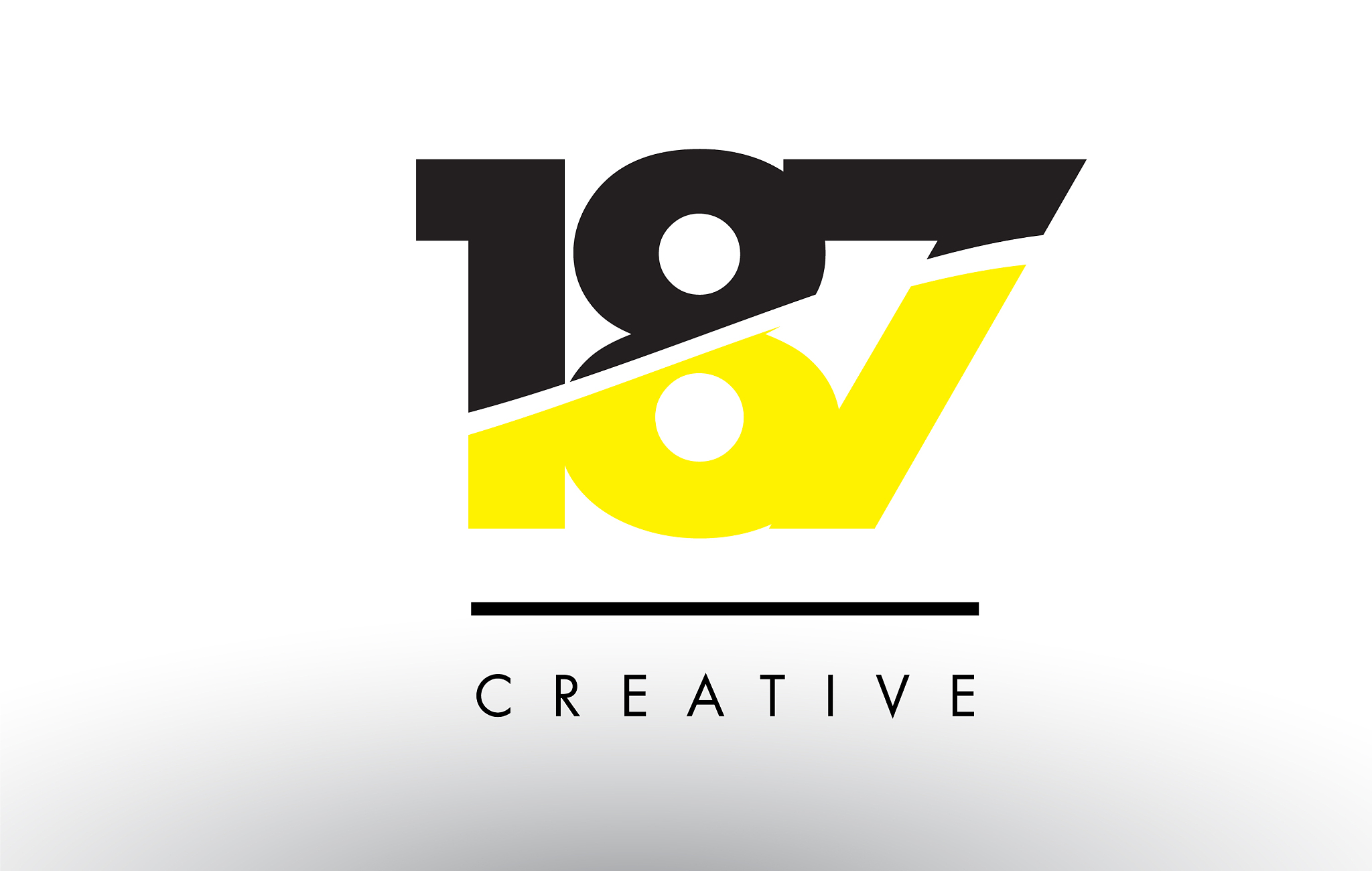187 black and yellow number logo design