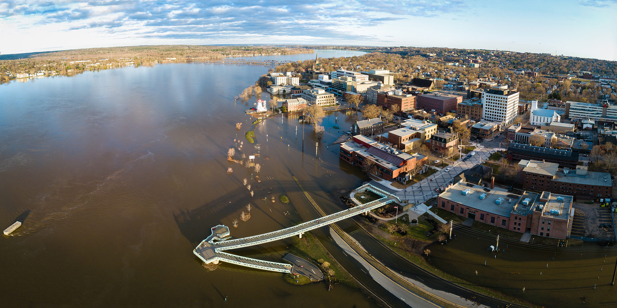 saint john river flooding in the spring of 2018 in fredericton, 