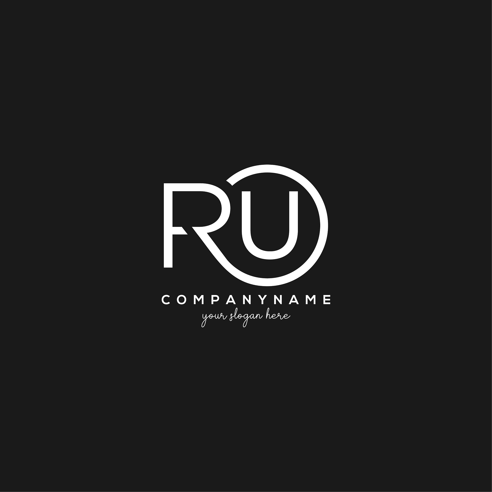 initial ru letter logo with circle template