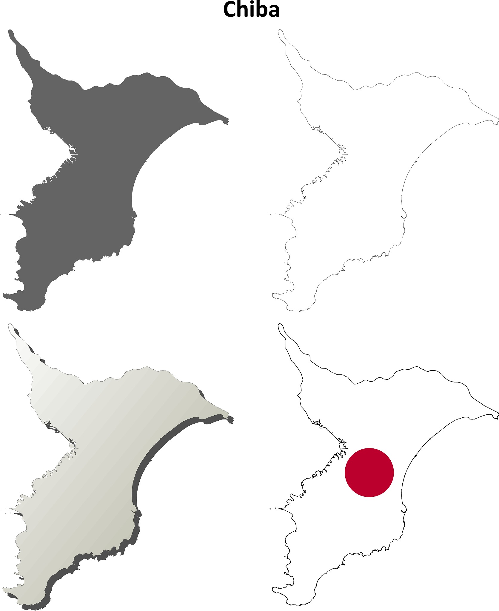 chiba blank outline map set