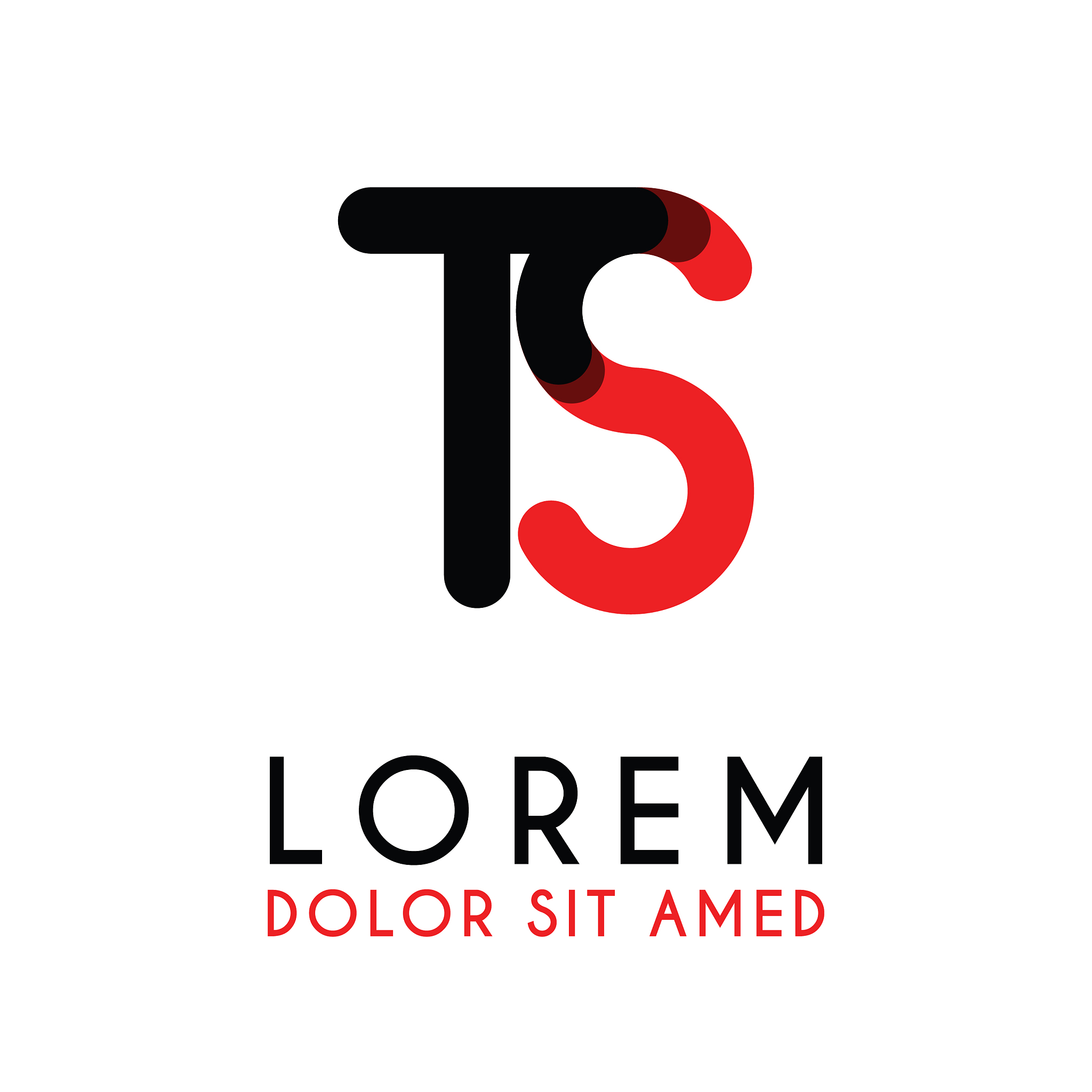 initial letter ts with red black and has rounded