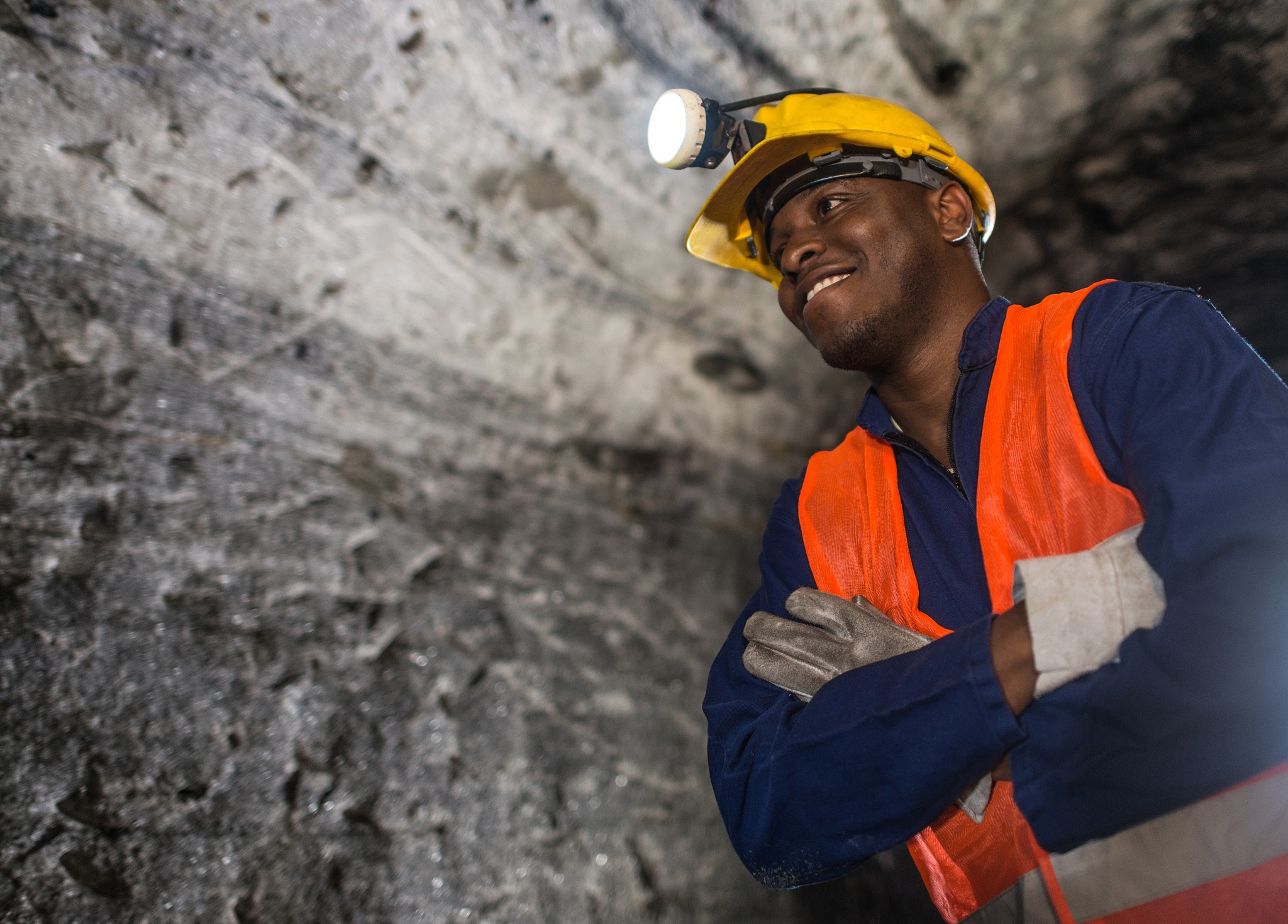 african american miner working at the mine
