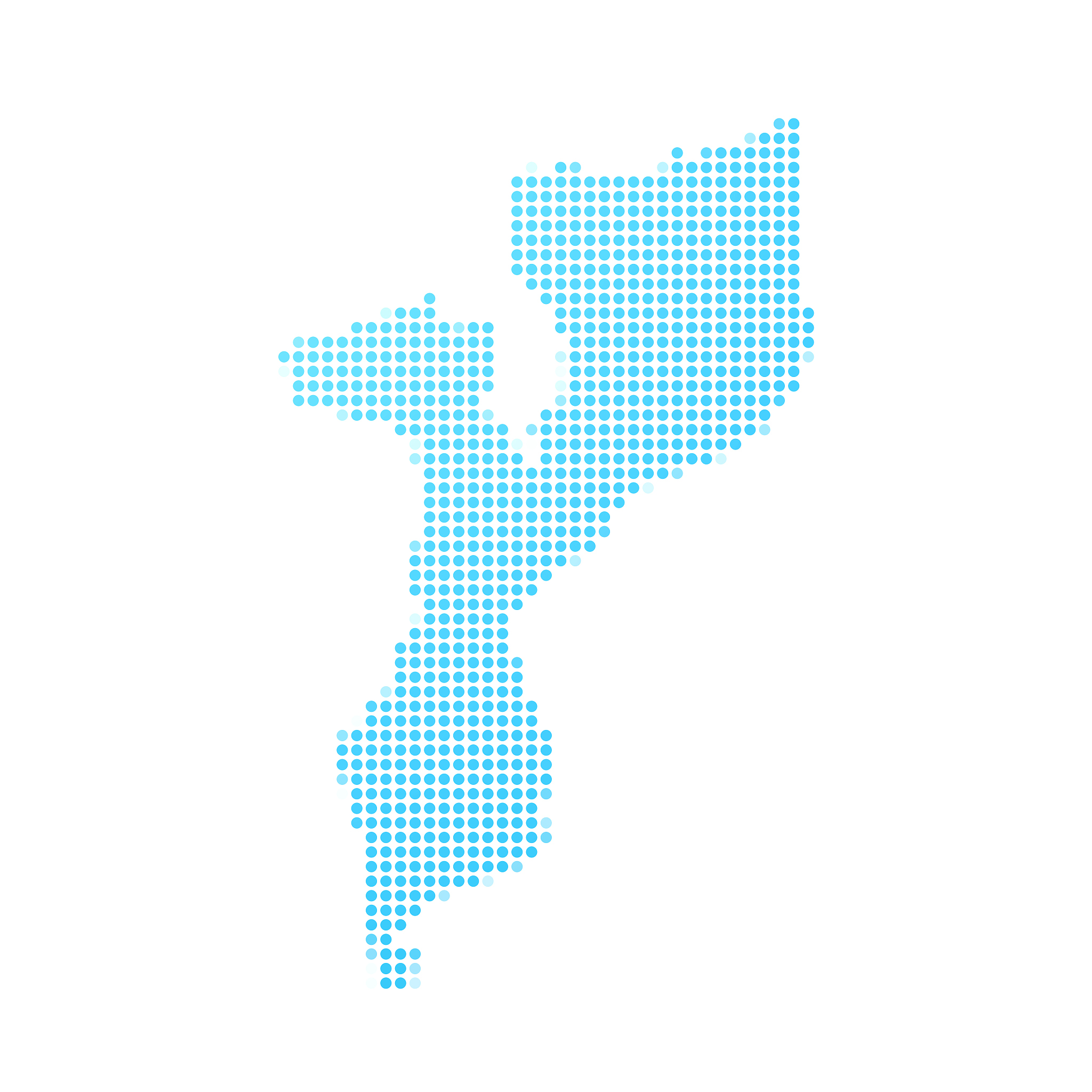 mozambique map of blue dots on white background