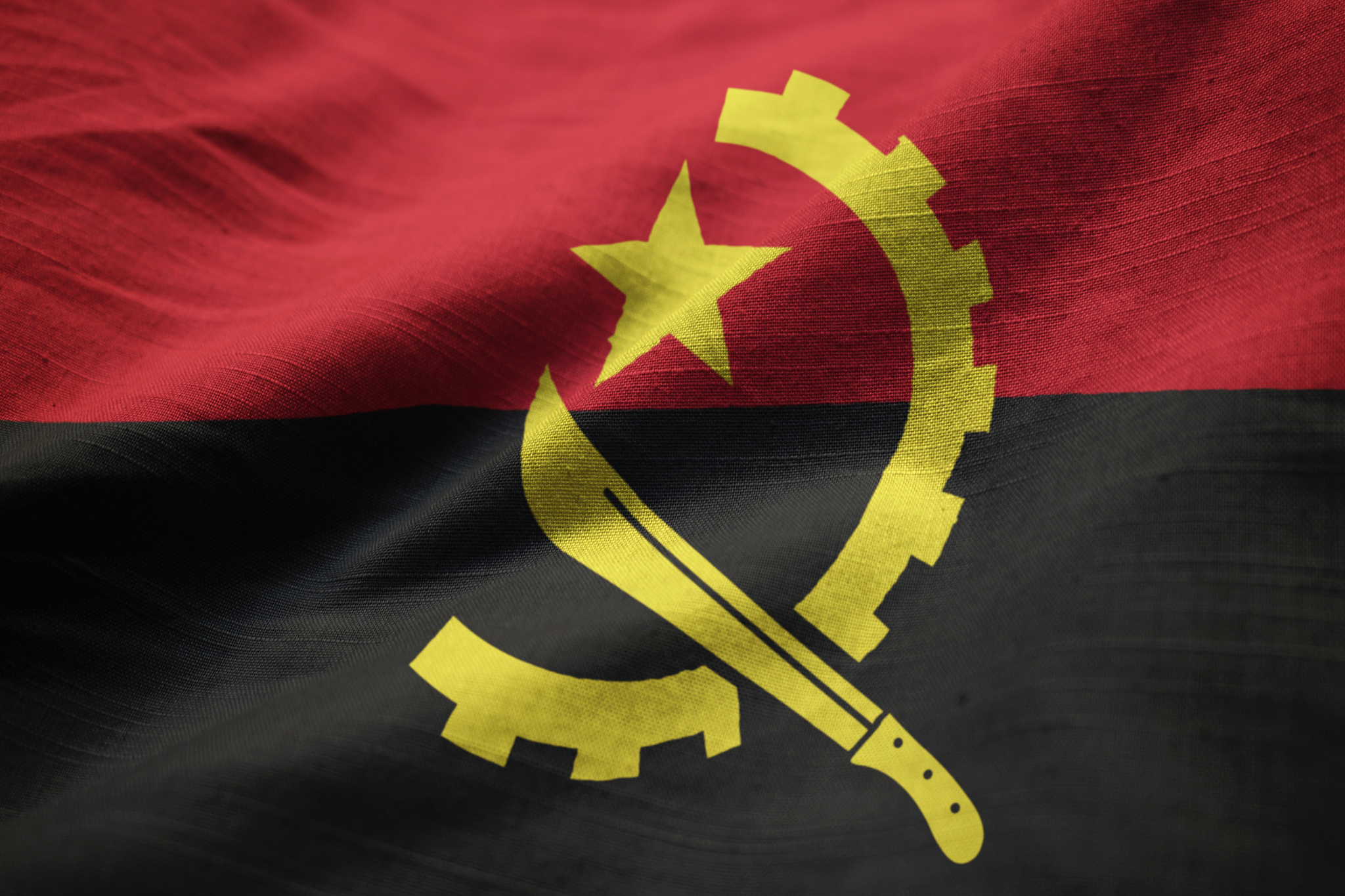 closeup of ruffled angola flag