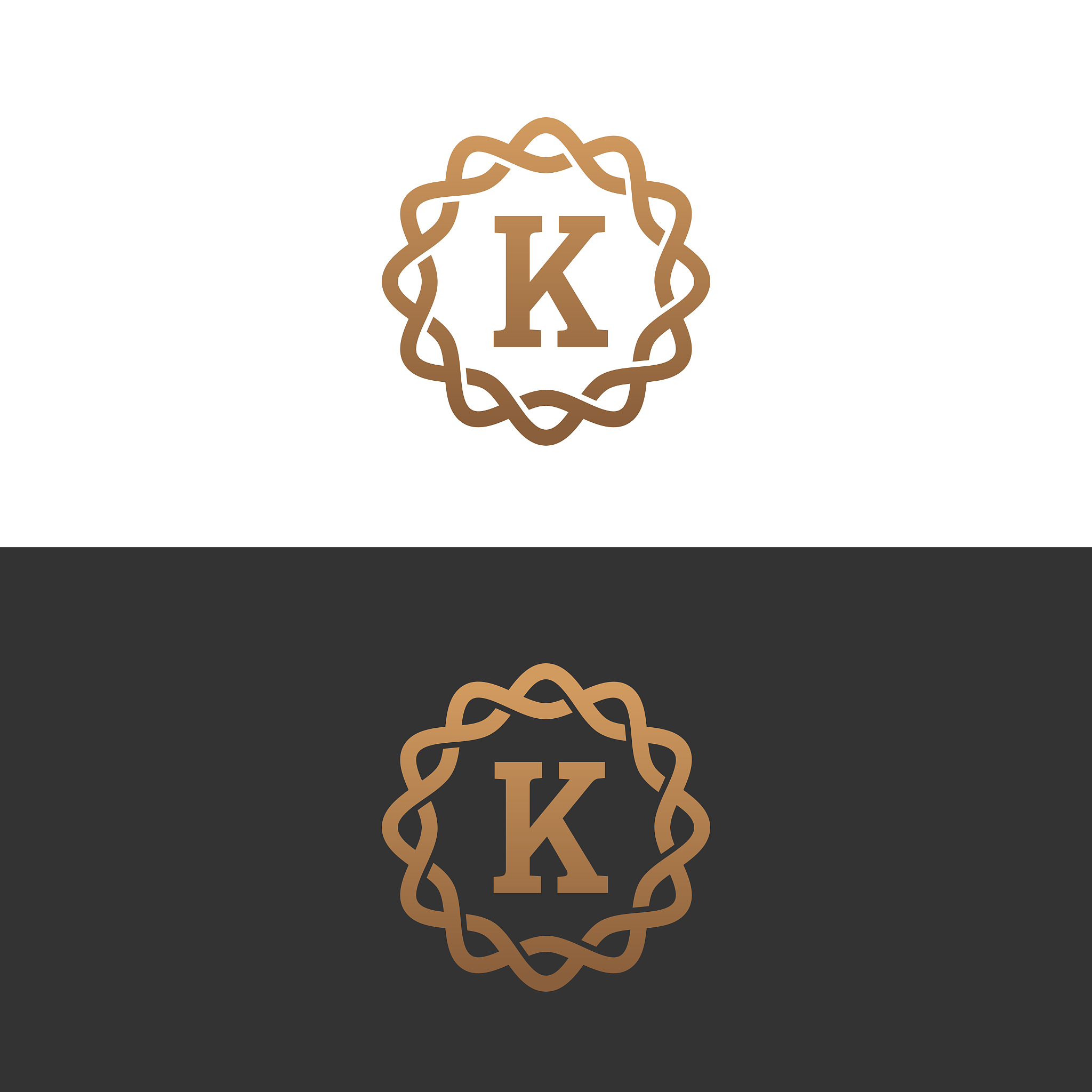 letter k monogram design elements, graceful template.