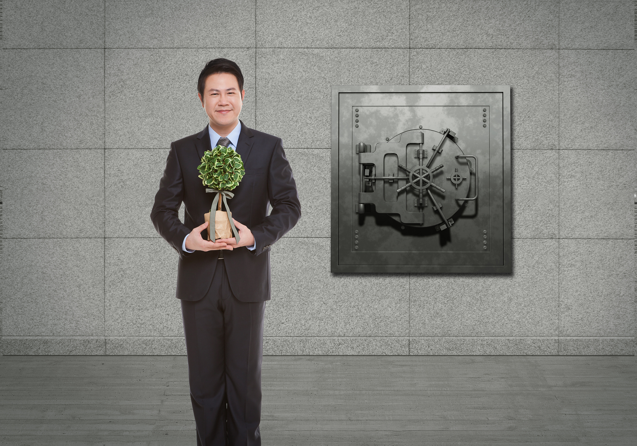 safe and businessman