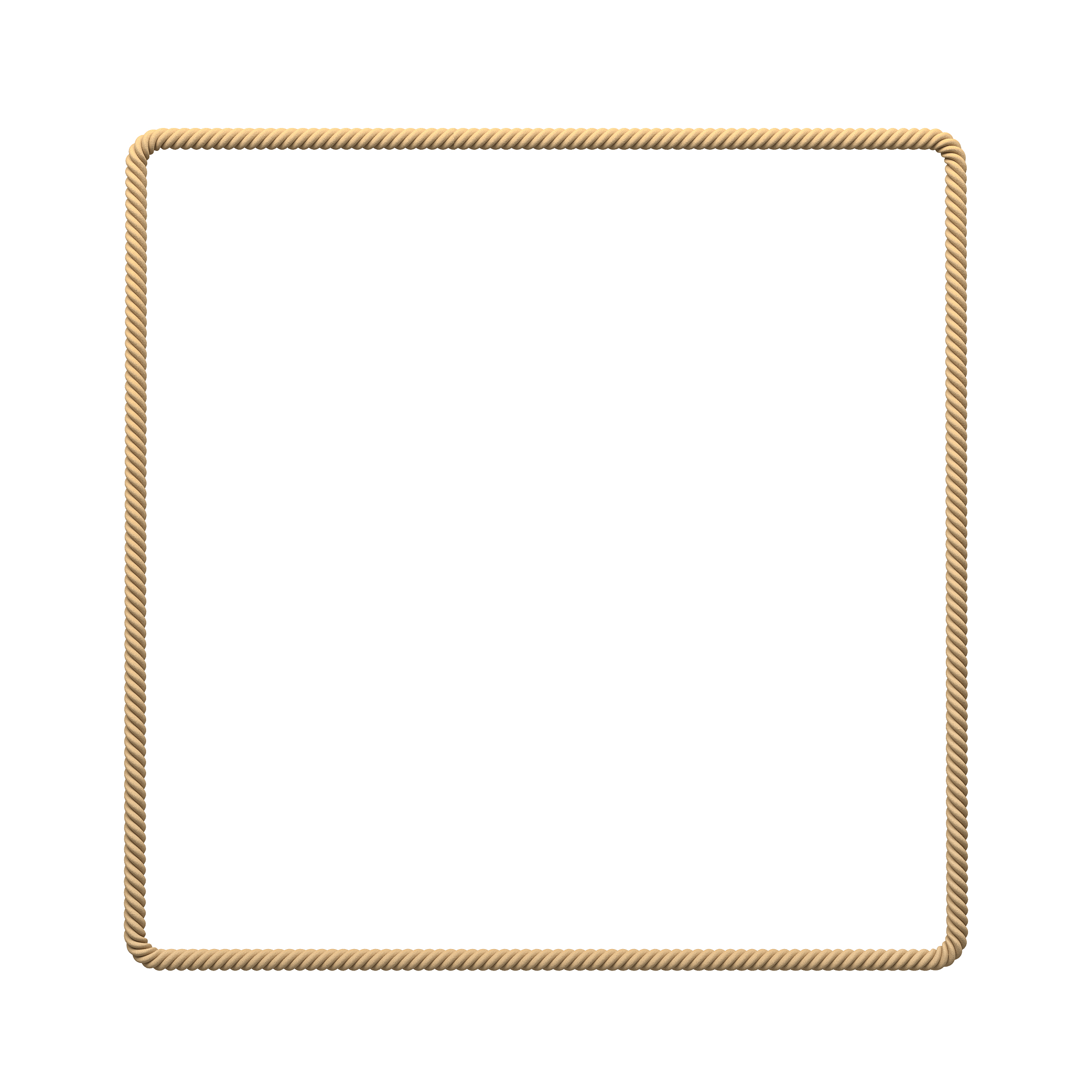 3d rendering of an isolated beige rope making a square on a whit