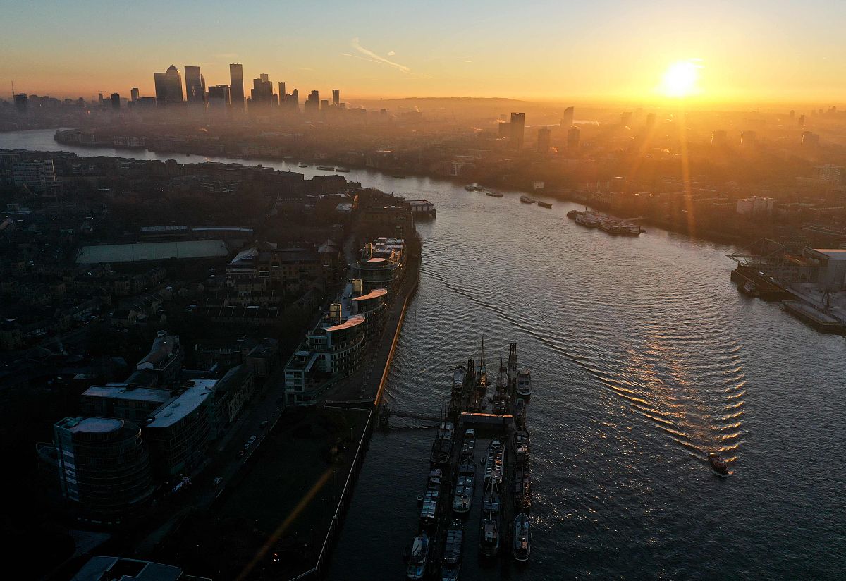 当地时间2022年1月14日,英国伦敦,英国政府的污染预测网站建议,英国南