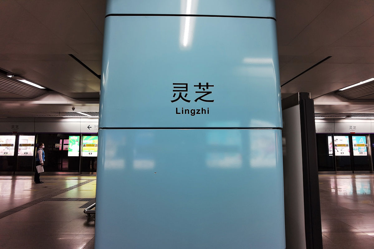 2021年2月4日,深圳,实拍充满"好运"地铁站站名.翻身,灵芝,锦鲤,吉祥,