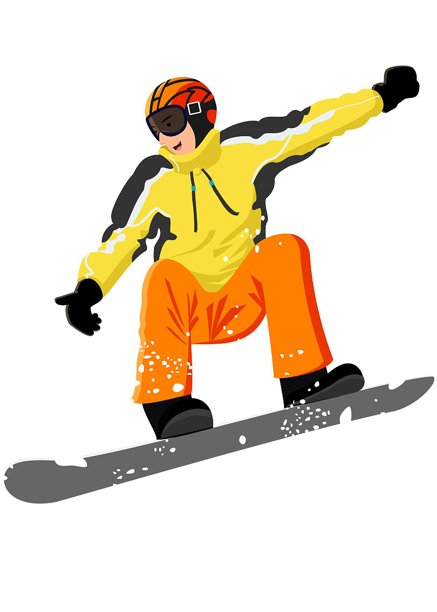 单板滑雪人物的插画