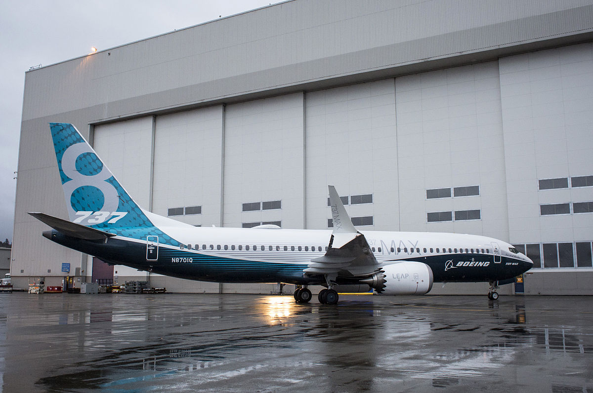 当地时间2015年12月8日,美国华盛顿州伦顿,波音公司第一架737 max 8在