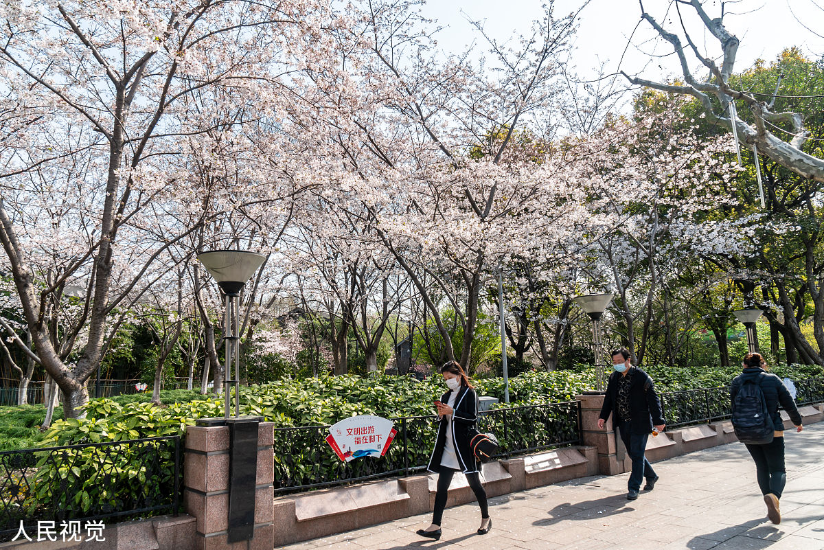 2020年3月23日,上海,有着"最美地铁口"之称的地铁8号线虹口足球场外的