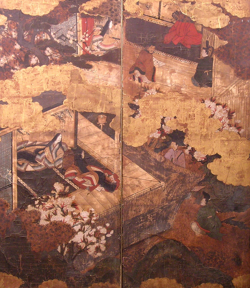 scenes from a medieval romance" japanese screen, scenes probably