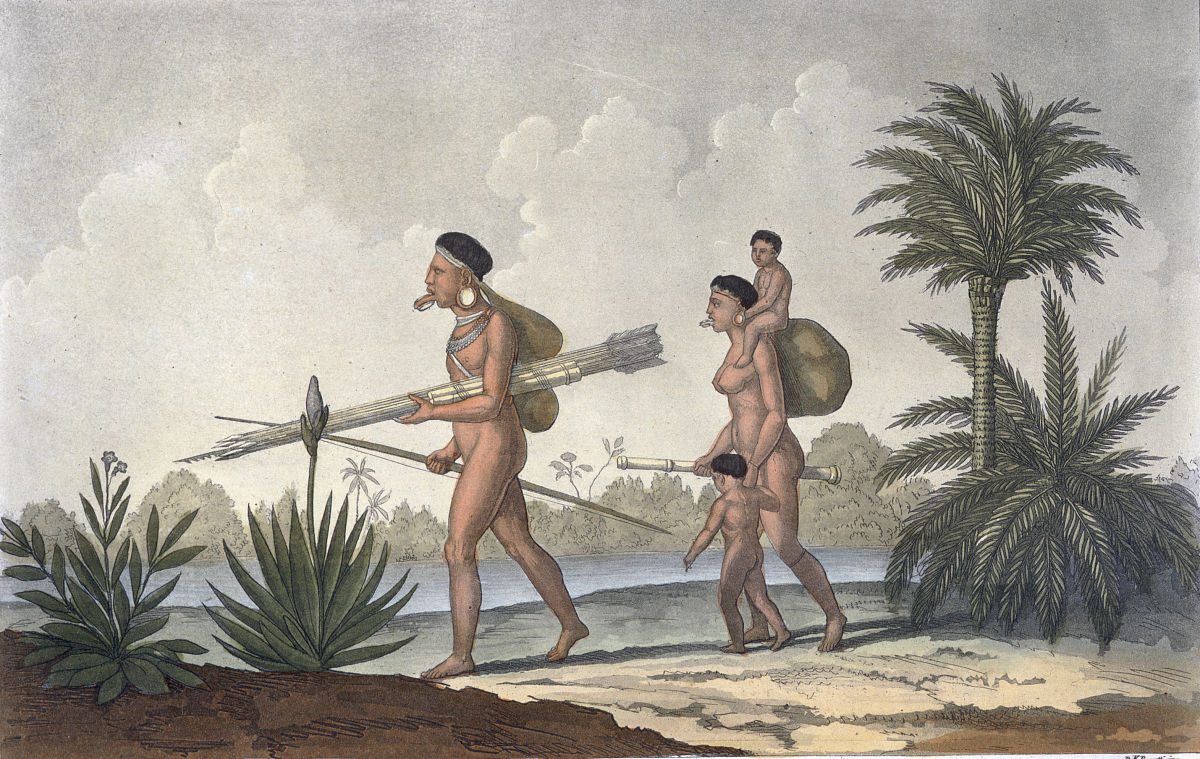a print by d. k. bonatti of a family with the lip and ear plates