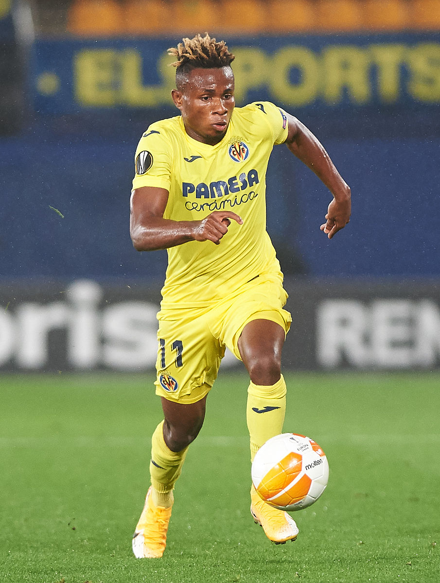 samuel chukwueze of villarreal cf during the europa league group
