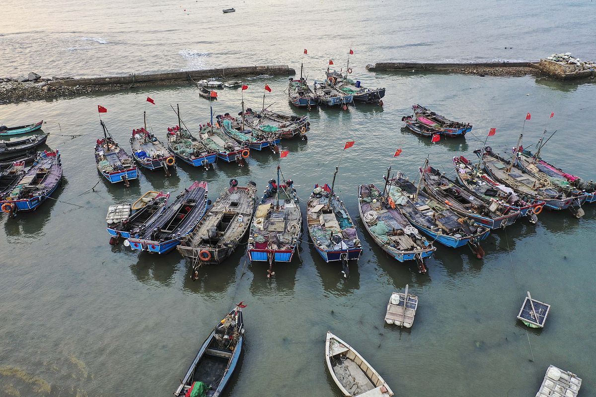 2019年6月3日 ,航拍山东青岛西海岸新区鱼鸣嘴渔港.