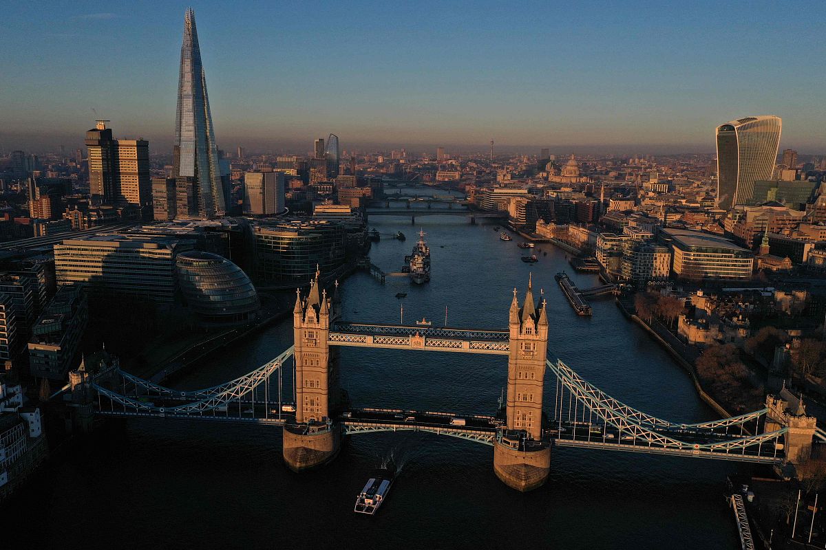 当地时间2022年1月14日,英国伦敦,英国政府的污染预测网站建议,英国南