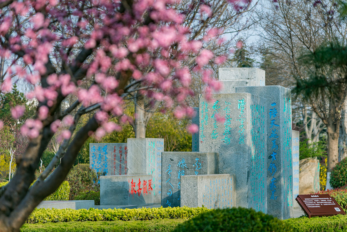 2022年3月23日,春日里的山东临沂书法广场,鸟语花香,生机盎然.