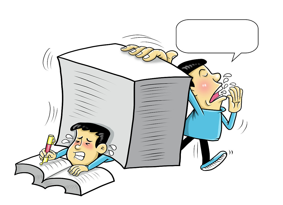 (漫画)新华时评:歪嘴念偏减负,基层怎不叫苦!