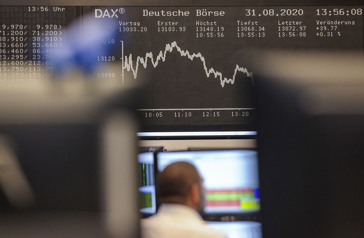 当地时间2020年8月31日,德国法兰克福证券交易所.当天法兰克福股市dax