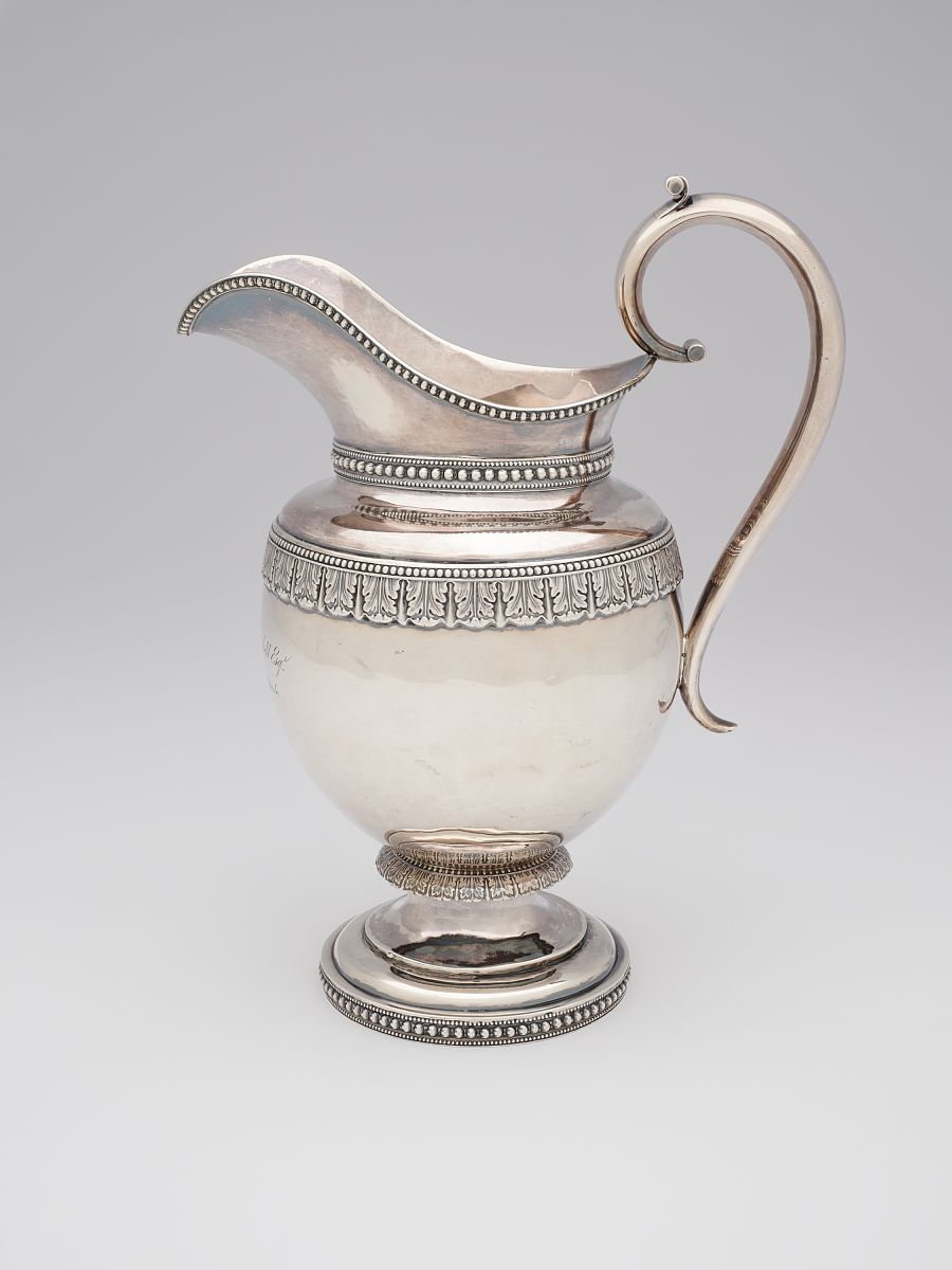pitcher, 1827/48. acanthus leaf decoration. retailed by baldwin 