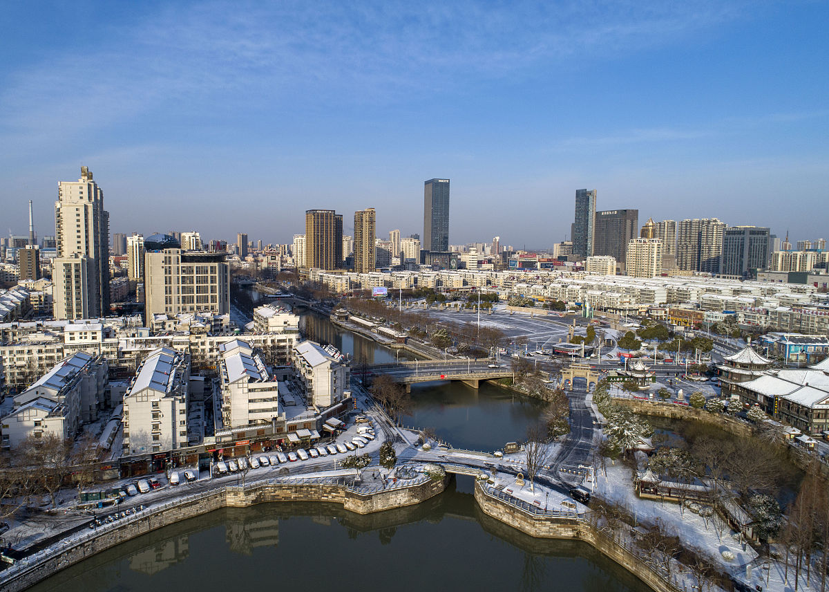 2020年2月16日,江苏淮安,雪后初霁景如画.