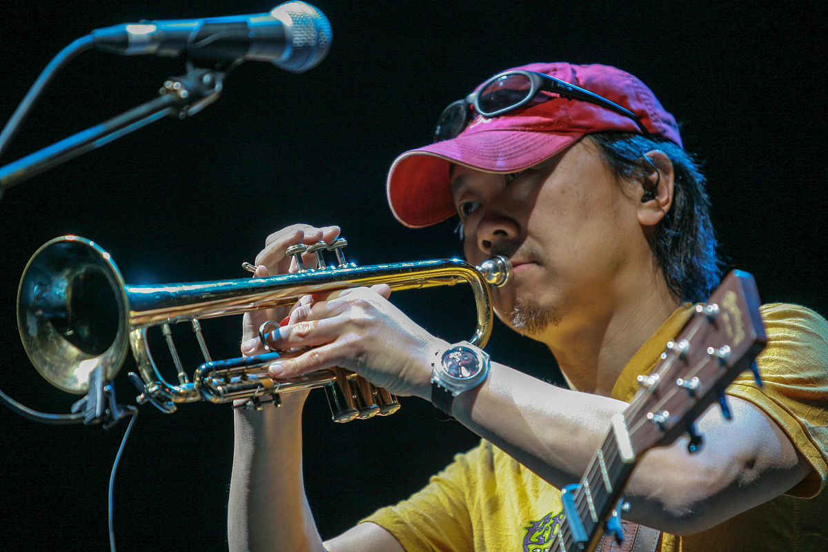 2008年4月25日,四川成都,崔健在演唱会演出前夜进行彩排.崔健,1961年8