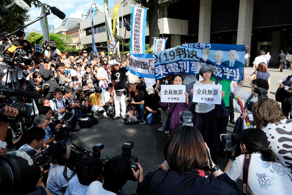 当地时间2019年9月19日,日本东京,因核事故离开家园的民众抗议判决结